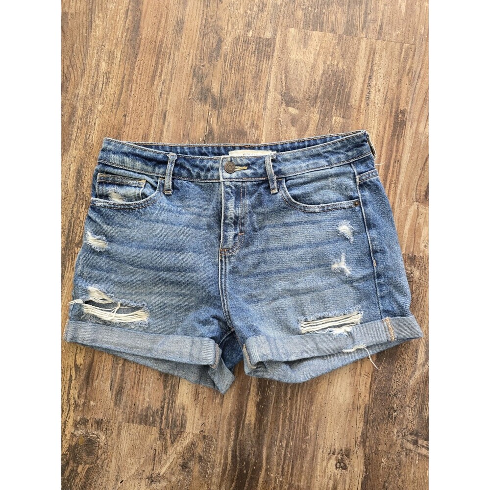 Hidden Women's Distressed Denim Shorts Size M 100% Cotton Rolled Cuff Jean